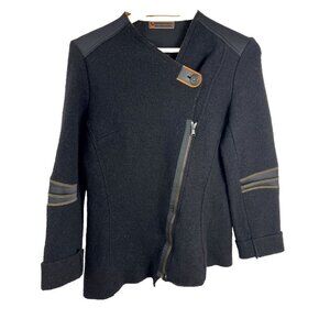 Cop Copine Boiled Wool Black Artsy Asymmetrical Jacket Womens Size XS